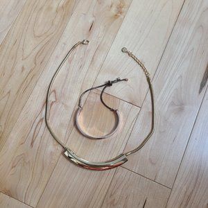 Bundle lot set Alfani gold bar necklace & bracelet